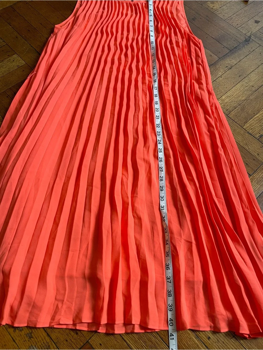 Banana Republic Coral Pleated Sleeveless Shift Dress Size 12 - Picture 12 of 15